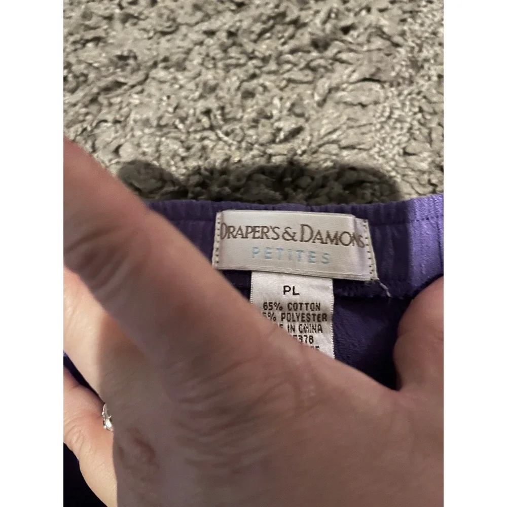 Draper's & Damon's Purple Cropped Pants with Button Detail Size PL - Picture 8 of 8